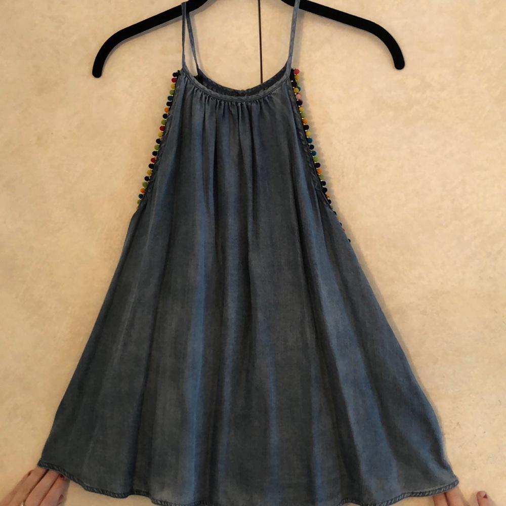NWT Altair’s State Blue Denim String Neck Tank with Embellishment. Size Large.